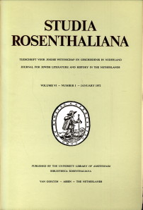  - Studia Rosenthaliana, Volume VI- number 1 and 2 (1972), Tijdschrift voor Joodse wetenschap en geschiedenis in Nederland. Journal for Jewish Literature and History in the Netherlands