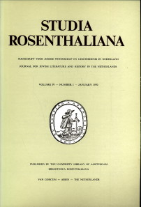  - Studia Rosenthaliana, Volume IV- number 1 and 2 (1970), Tijdschrift voor Joodse wetenschap en geschiedenis in Nederland. Journal for Jewish Literature and History in the Netherlands
