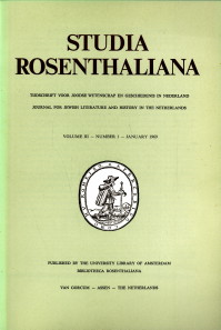  - Studia Rosenthaliana, Volume III- number 1 and 2 (1969), Tijdschrift voor Joodse wetenschap en geschiedenis in Nederland. Journal for Jewish Literature and History in the Netherlands