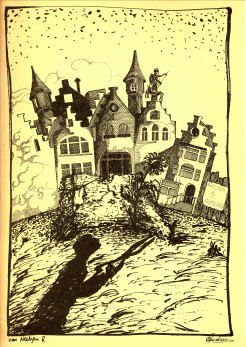 RAEYMAEKERS, MICH /ROMBOUTS, TONY (INLEIDINGEN) - Antwerpen en andere planeten. Tentoonstellingscatalogus Eddy Ausloos en Roger van Akelijen