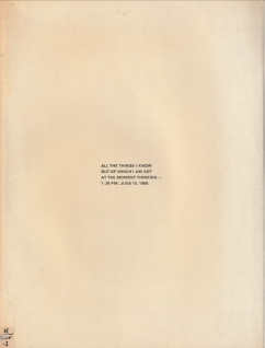 BARRY, ROBERT - All the Things I Know But of Which I am Not at the Moment Thinking